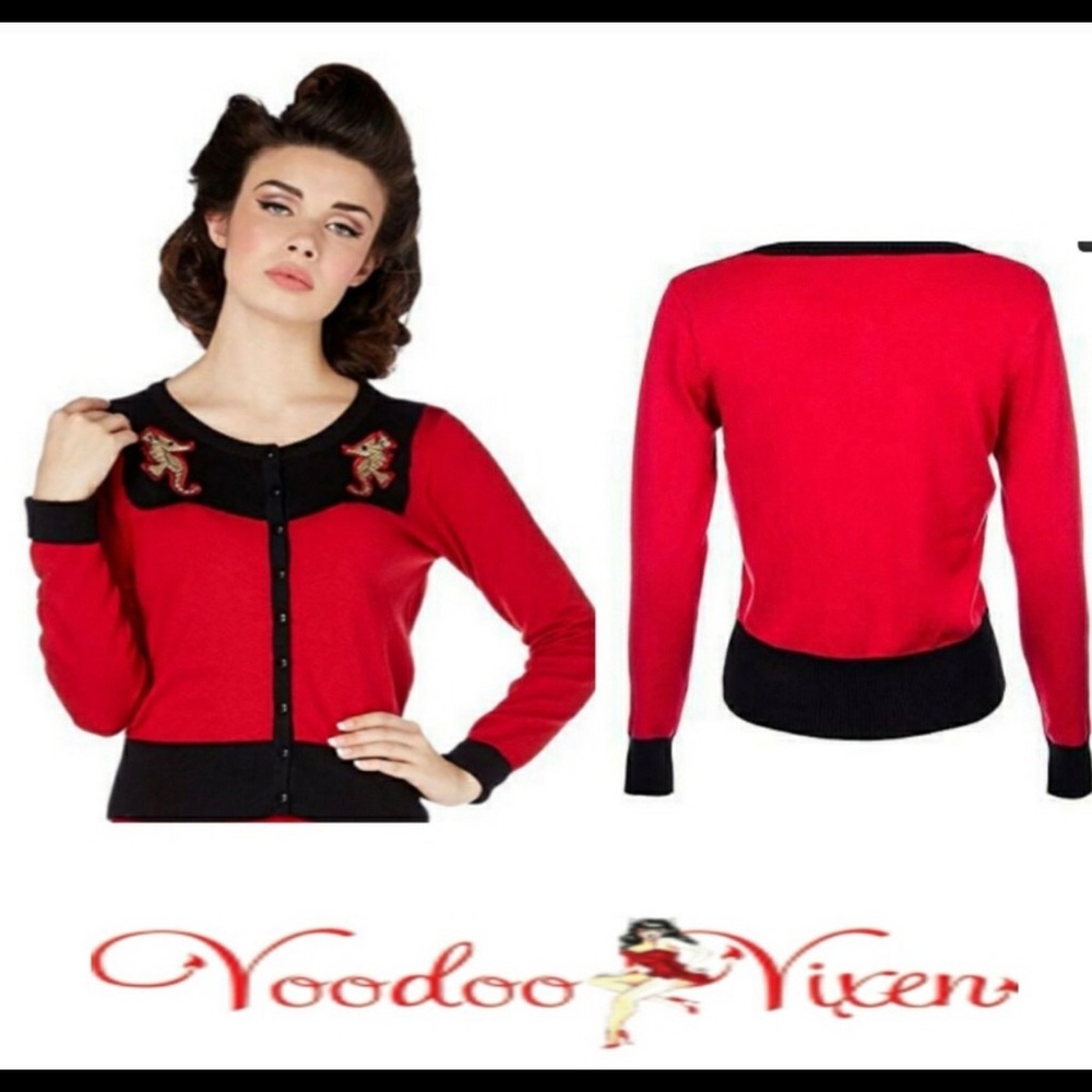 Voodoo Vixen Sweater Cardigan Red